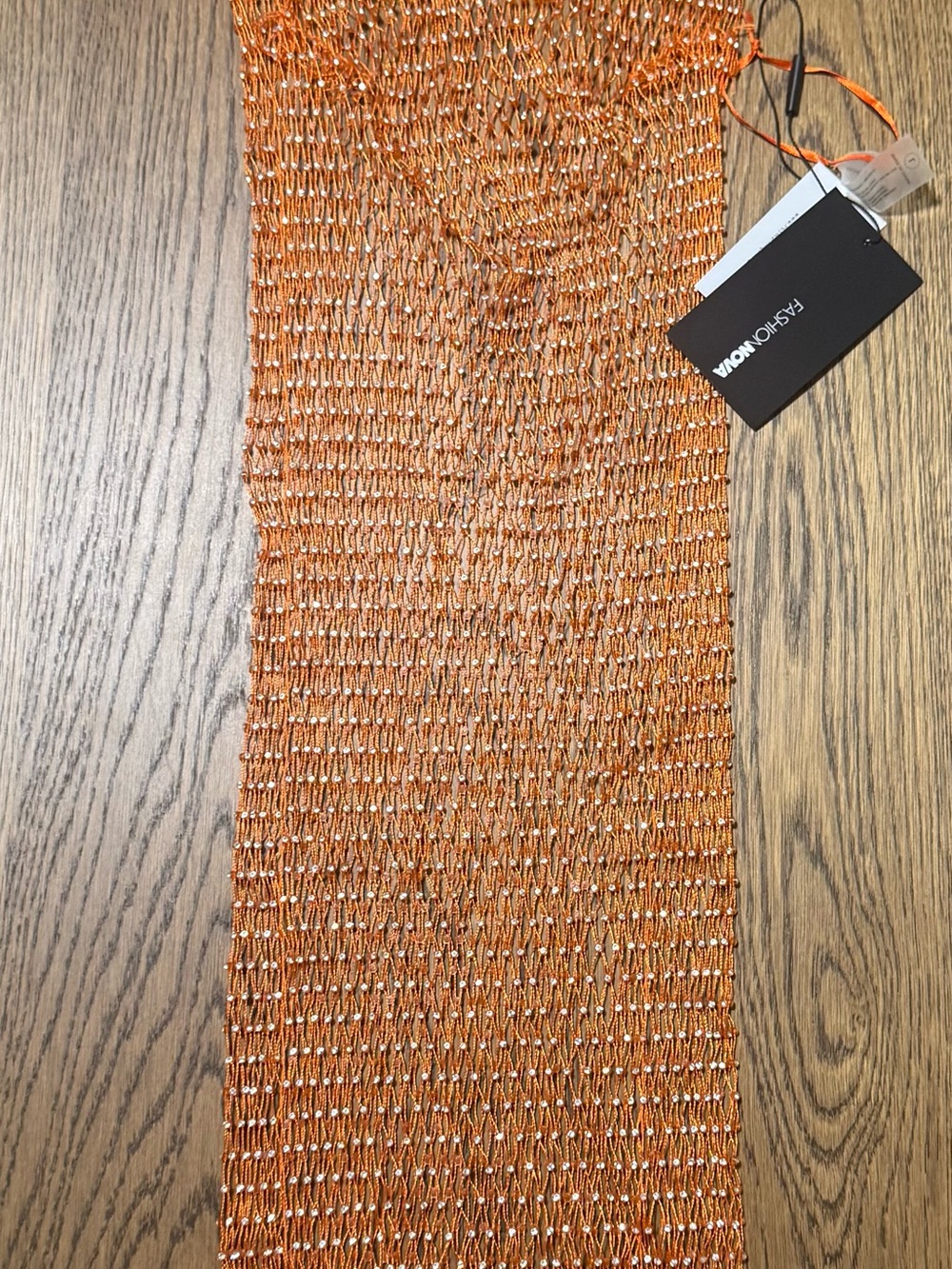 Orange Metallic Knit Tube Top with Tag